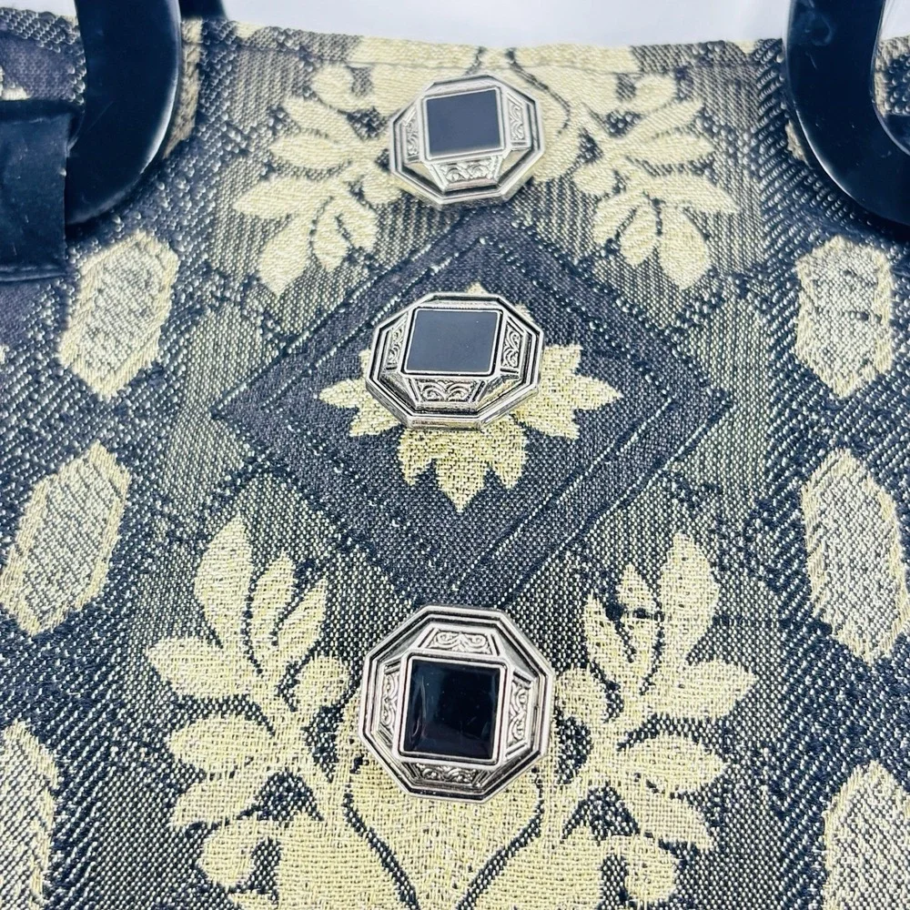Sonia Rose Tapestry Purse Gothic Black Bag Plastic Handles‎ Victorian Carpet Bag
